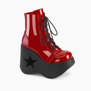 Red Platform Ankle Boots